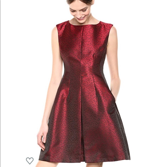 ANNE KLEIN Jacquard Inverted Pleat Fit Flare Dress - Picture 2 of 3